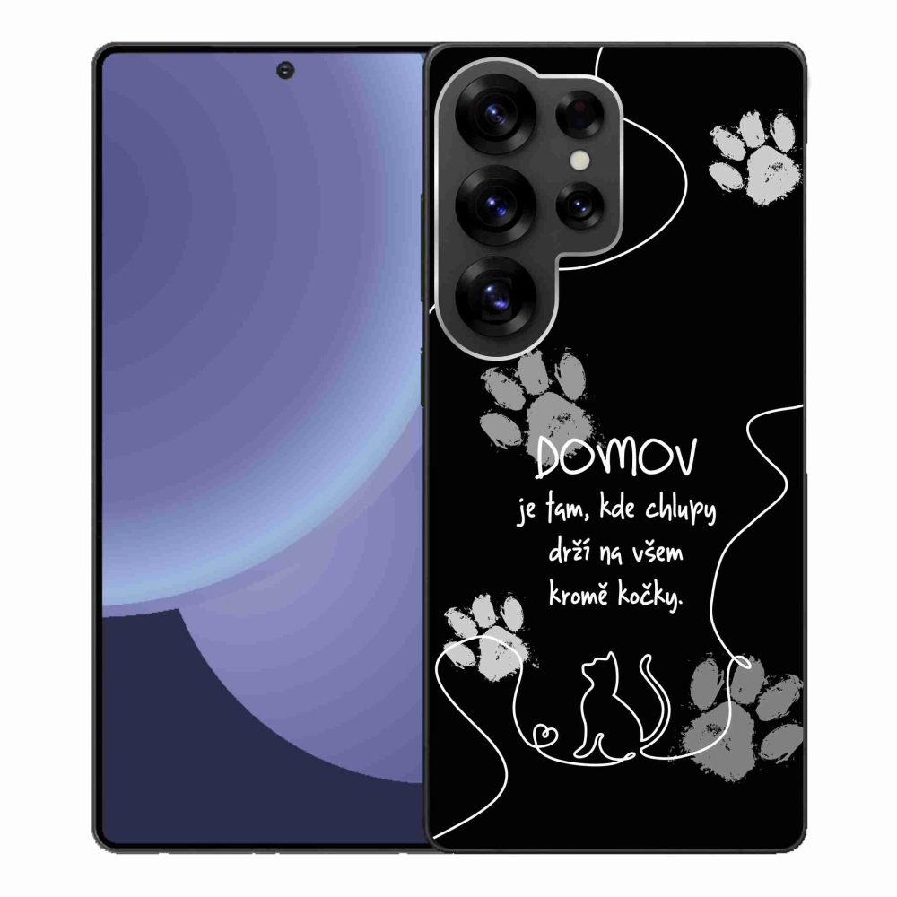 Gélový kryt mmCase na Samsung Galaxy S25 Ultra - mačacie motív čierne pozadie