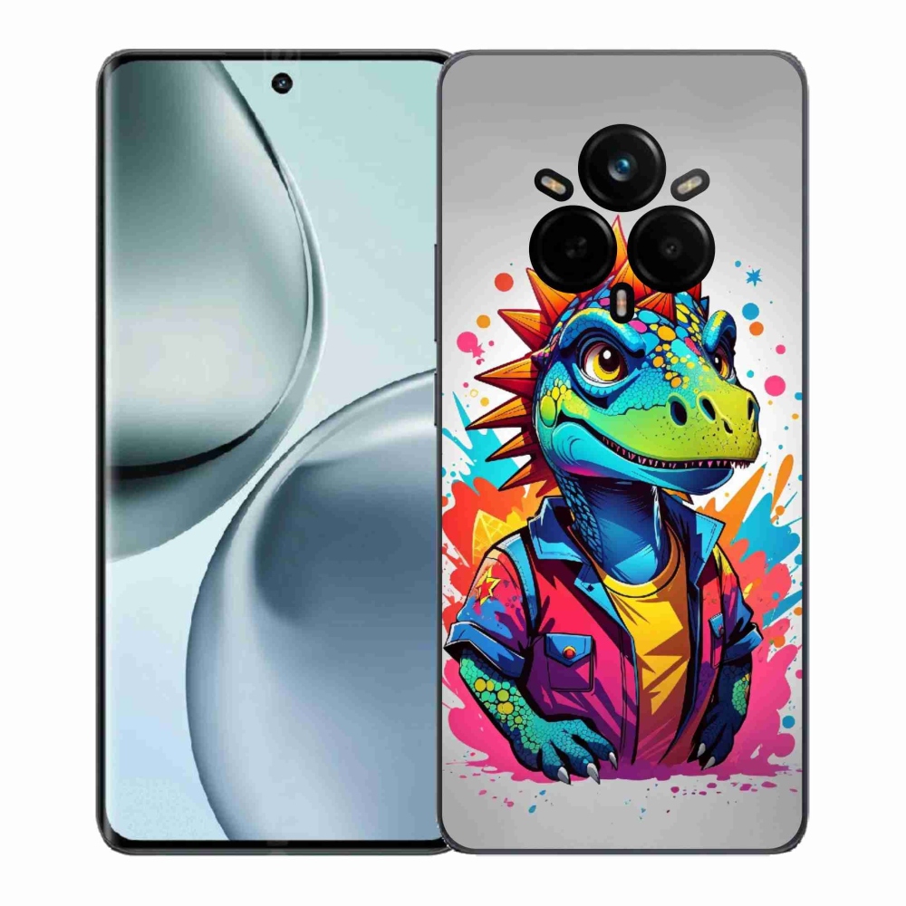 Gélový kryt mmCase na Realme 14 Pro+ 5G - farebný dinosaurus