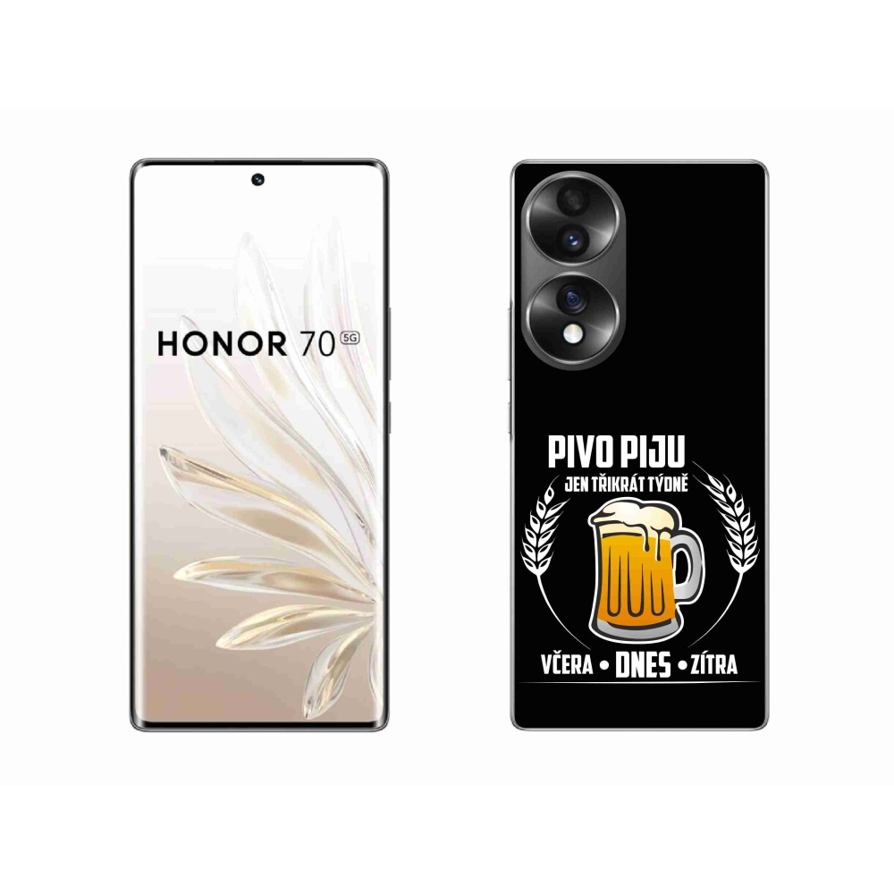 Gélový kryt mmCase na Honor 70 - pivný motív čierne pozadie