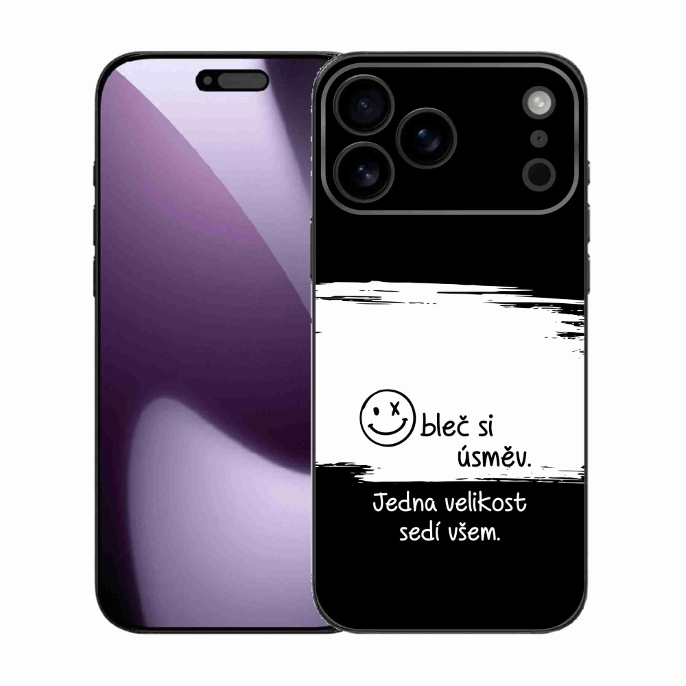 Gélový kryt mmCase na iPhone 17 Pro Max - vtipný text 8 bieločierne pozadie