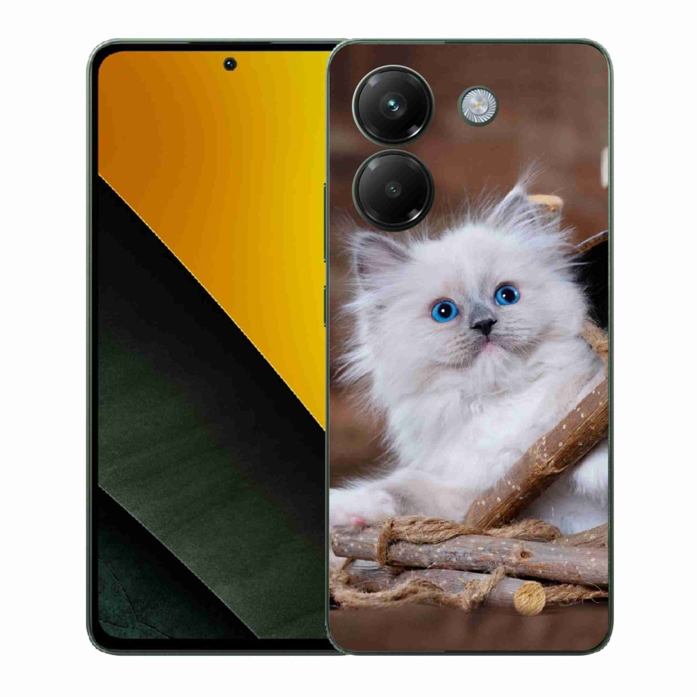 Gélový kryt mmCase na Xiaomi Poco M7 Pro 5G - biele mačiatko