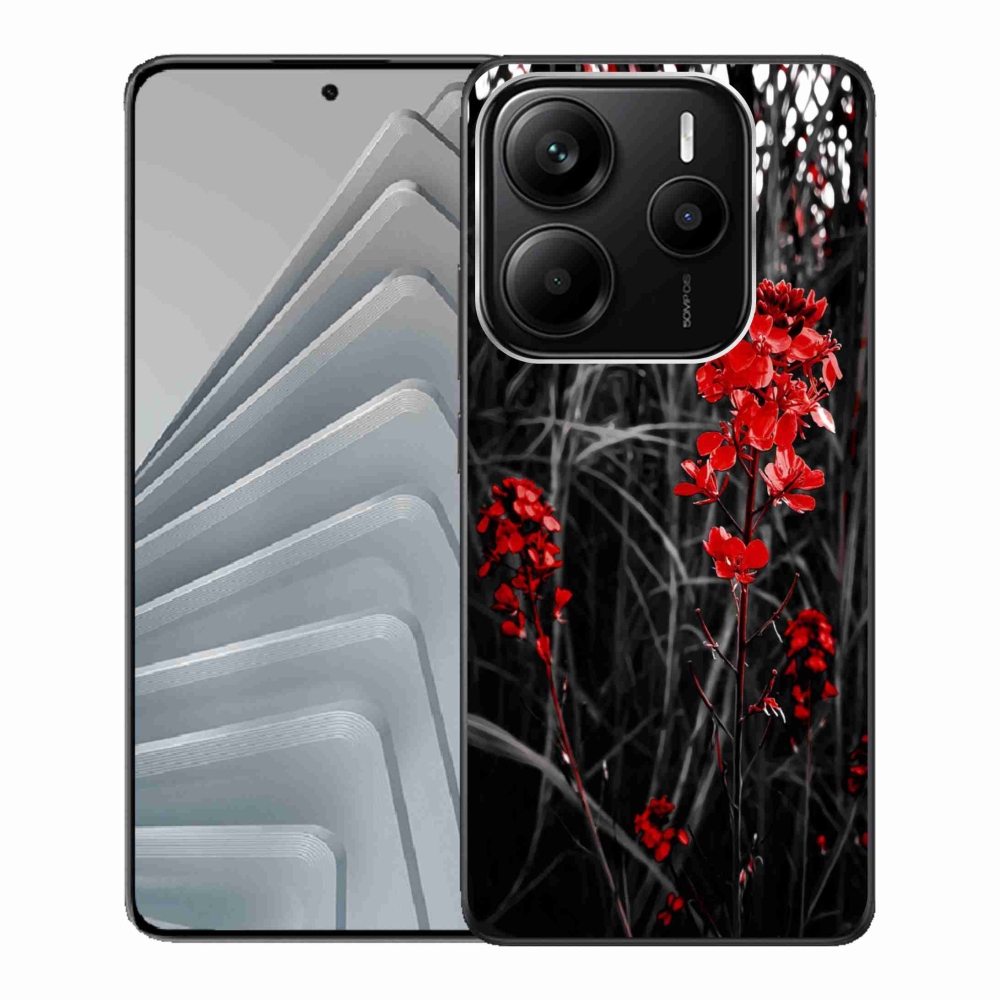 Gélový kryt mmCase na Xiaomi Redmi Note 14 5G - červená rastlina
