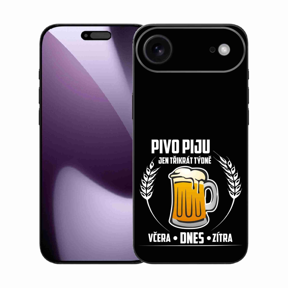 Gélový kryt mmCase na iPhone 17 Air - pivný motív čierne pozadie