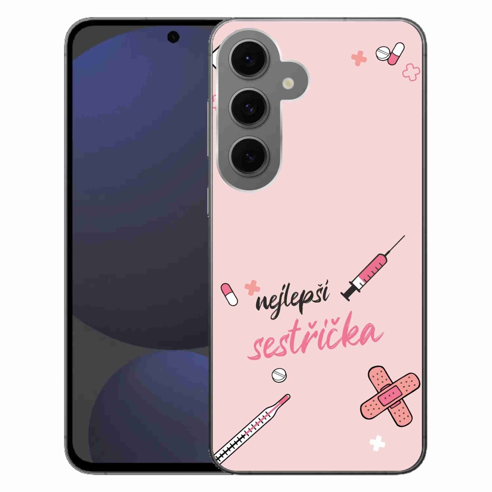 Gélový kryt mmCase na Samsung Galaxy S24 FE - najlepšia sestrička ružové pozadie
