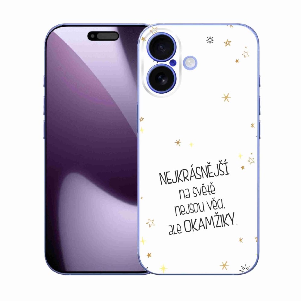 Gélový kryt mmCase na iPhone 17 - citát 4 biele pozadie