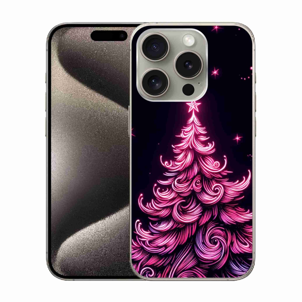 Gélový kryt mmCase na iPhone 15 Pro - neónový vianočný stromček 2