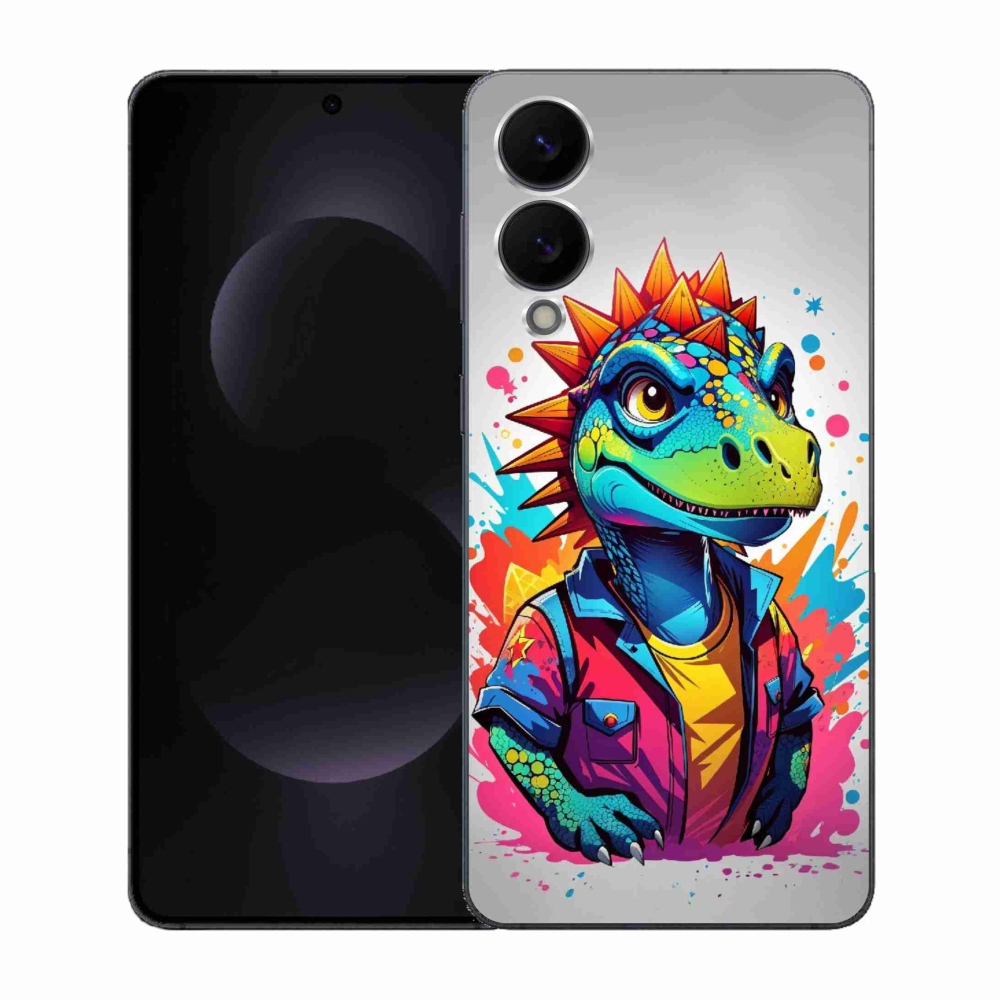 Gélový kryt mmCase na Samsung Galaxy S25 Edge - farebný dinosaurus