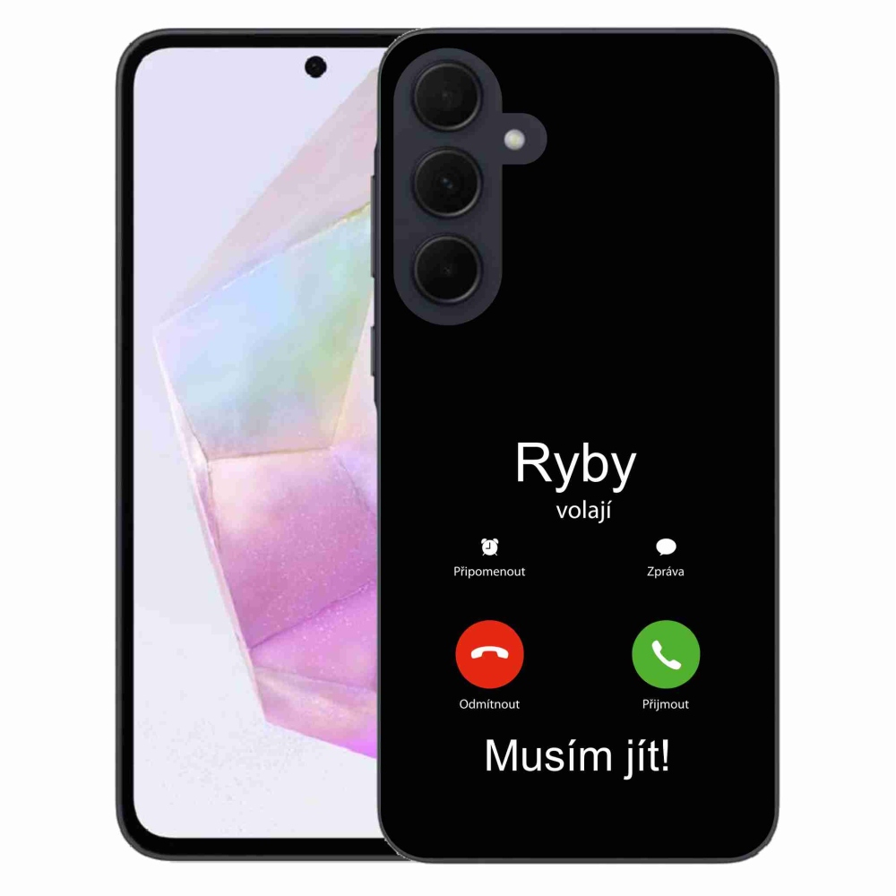Gélový kryt mmCase na Samsung Galaxy A35 5G - ryby volajú čierne pozadie