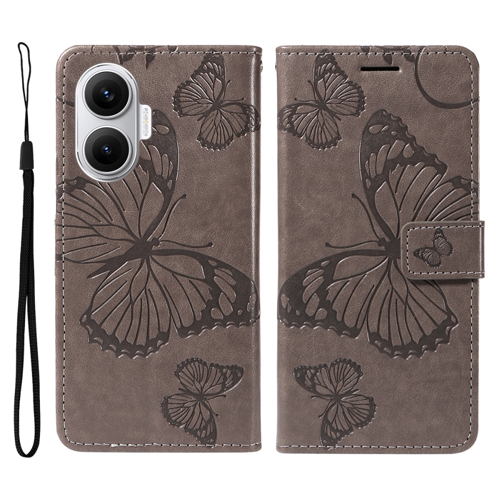 Big Butterfly knižkové púzdro na Xiaomi Poco F7 5G - šedé