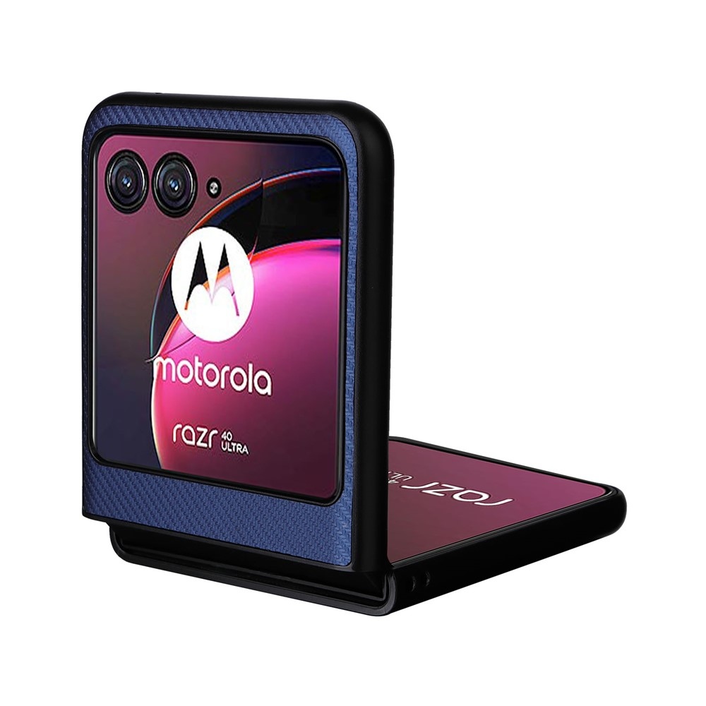 Textúry plastový kryt s umelou kožou na Motorola Razr 40 Ultra 5G - modrý