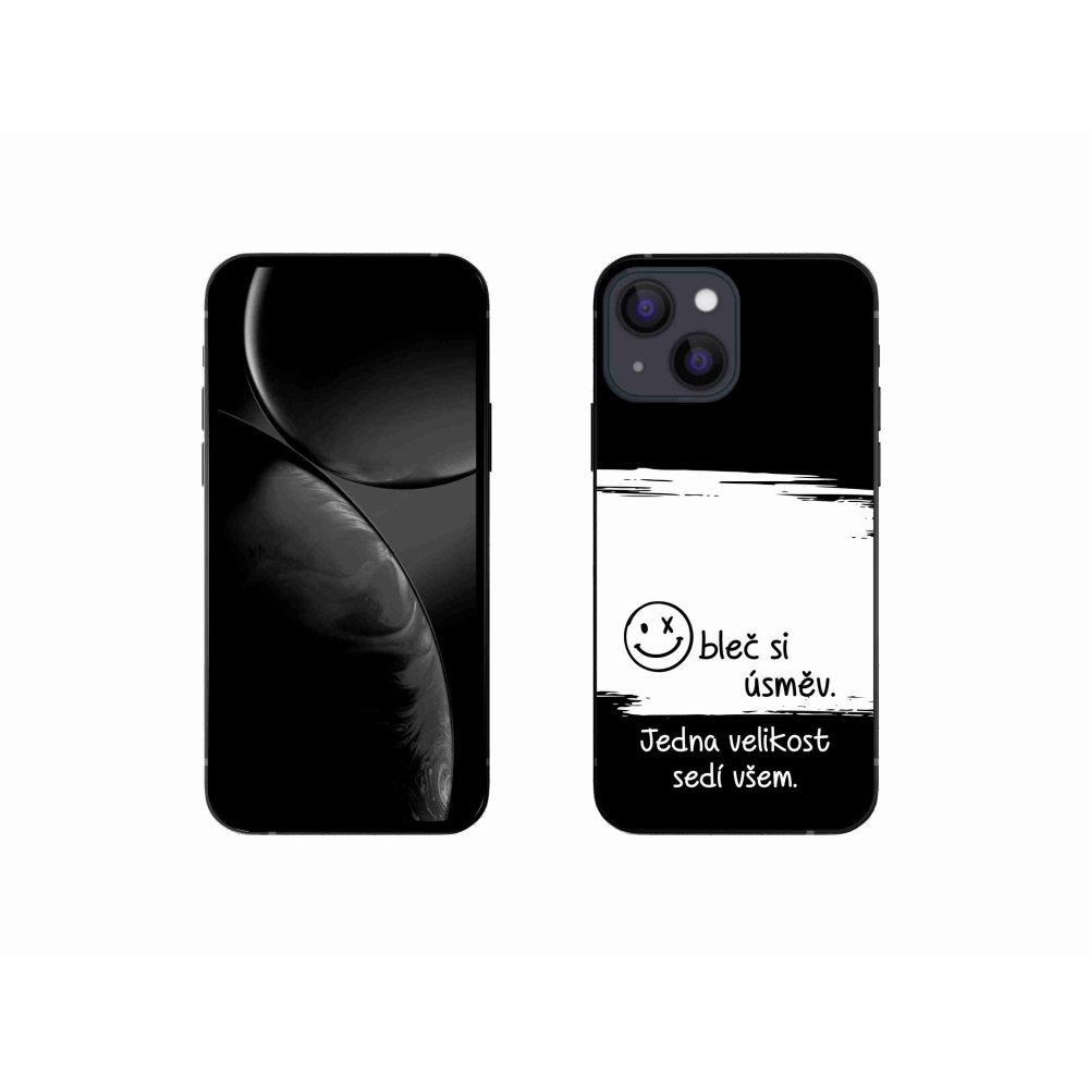 Gélový kryt mmCase na iPhone 13 mini 5.4 - vtipný text 8 bieločierne pozadie