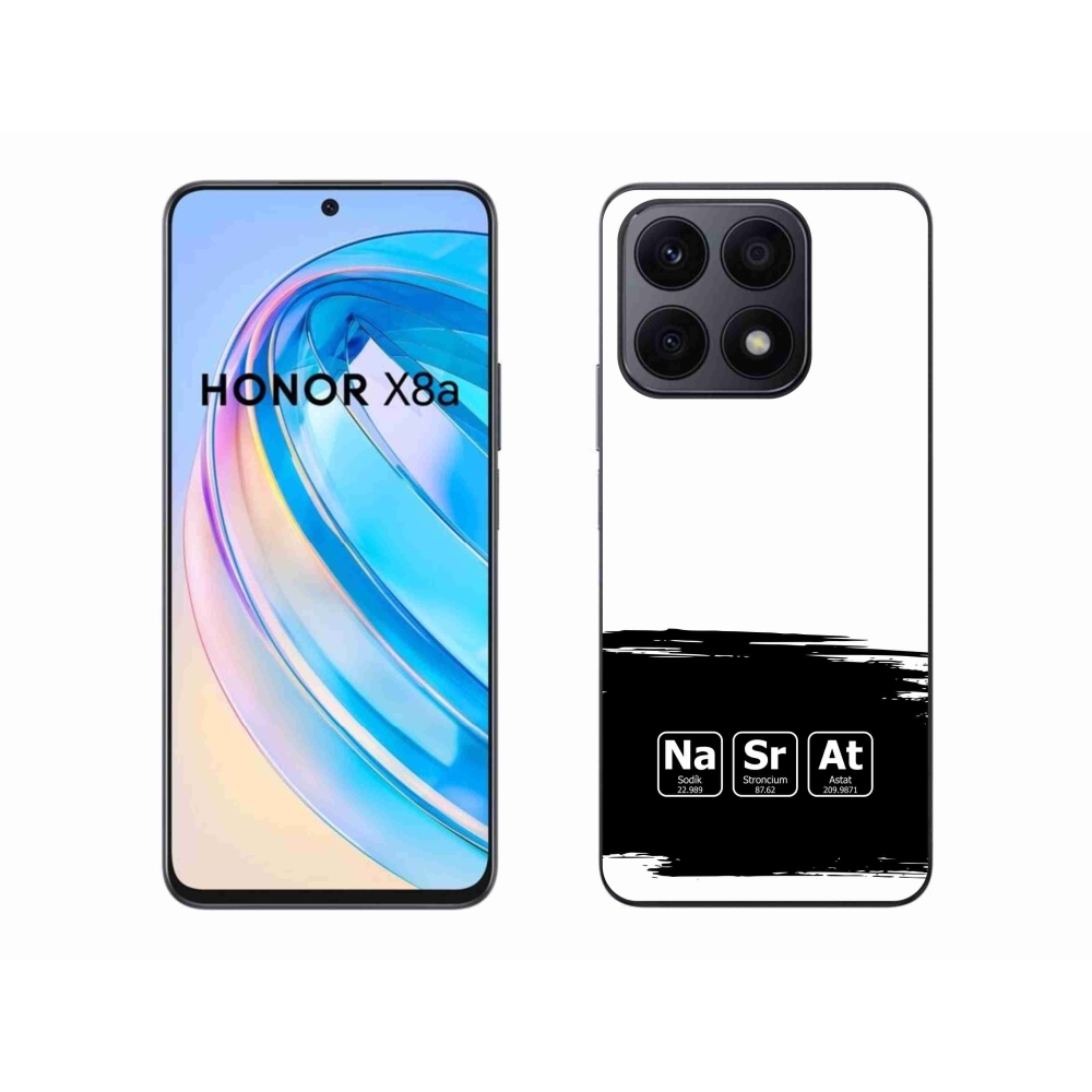 Gélový kryt mmCase na Honor X8a - chemické prvky čiernobiele pozadie