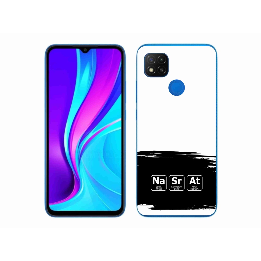 Gélový kryt mmCase na Xiaomi Redmi 9C - chemické prvky čiernobiele pozadie