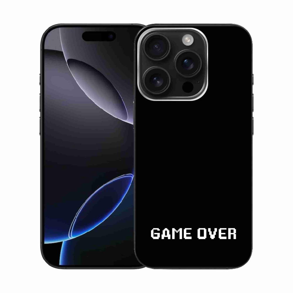 Gélový kryt mmCase na iPhone 16 Pro - game over čierne pozadie