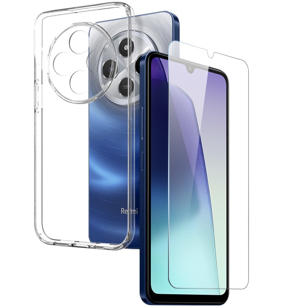 NORTHJO priehľadný gélový obal + tvrdené sklo na Xiaomi Redmi 14C/Poco C75 - priehľadný