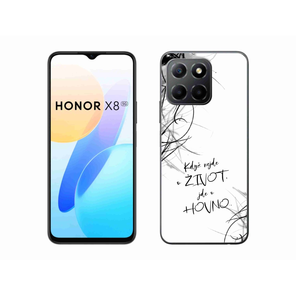 Gélový kryt mmCase na Honor X8 5G/Honor 70 Lite 5G - vtipný text 16 biele pozadie