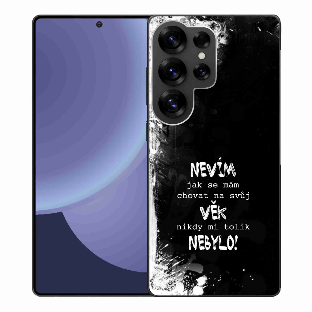 Gélový kryt mmCase na Samsung Galaxy S25 Ultra - vtipný text 14 čierne pozadie