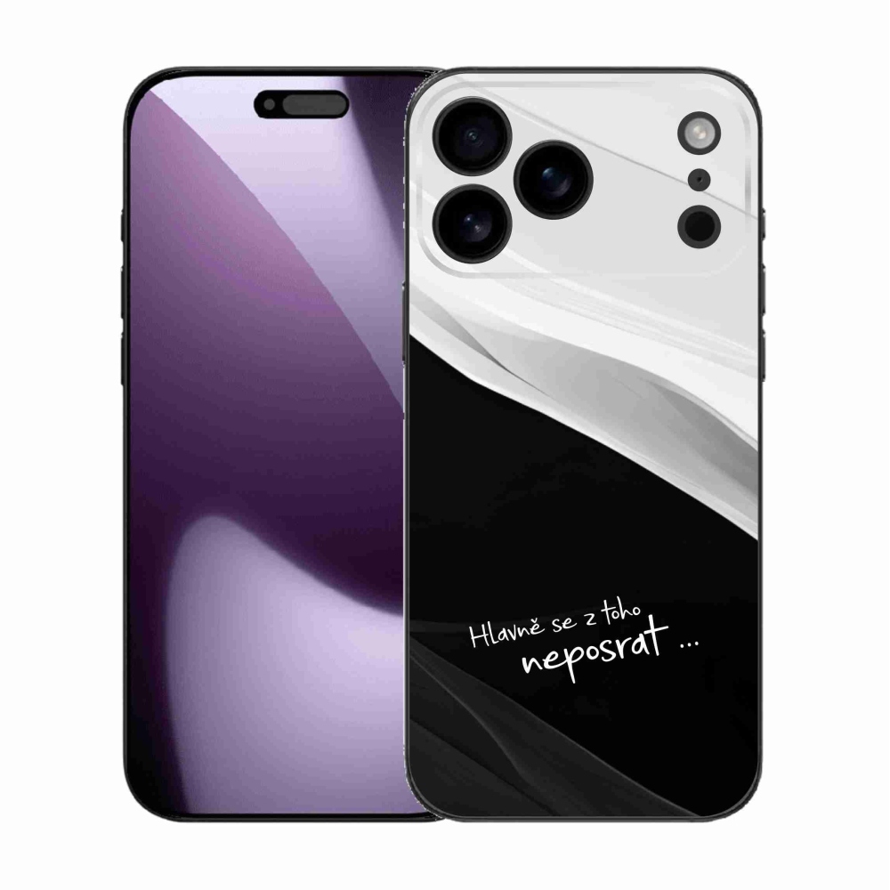 Gélový kryt mmCase na iPhone 17 Pro Max - vtipný text 13 čiernobiele pozadie