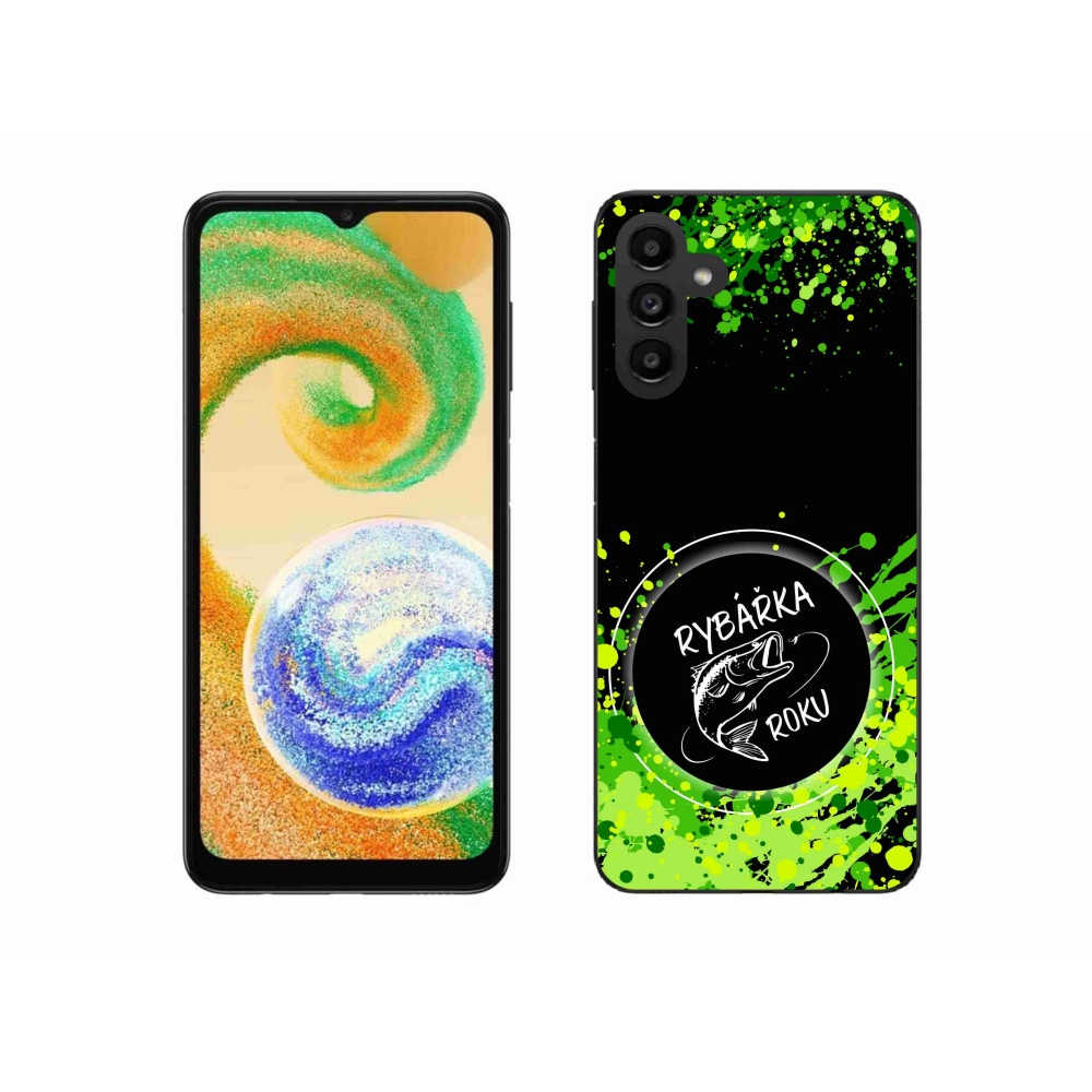 Gélový kryt mmCase na Samsung Galaxy A04s (164.7x76.7x9.1mm) - rybárka roka čierne pozadie