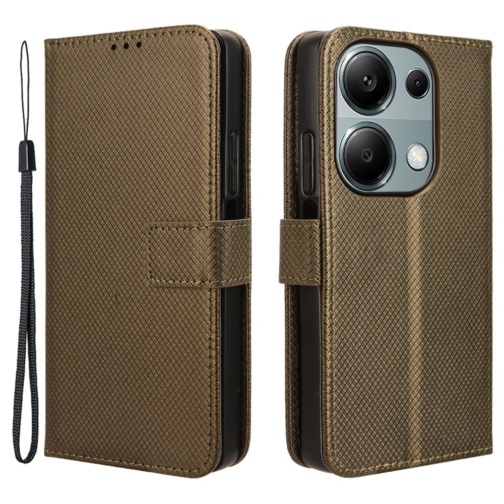 Diamond knižkové púzdro na Xiaomi Redmi Note 14S/Note 13 Pro 4G/Poco M6 Pro - hnedé