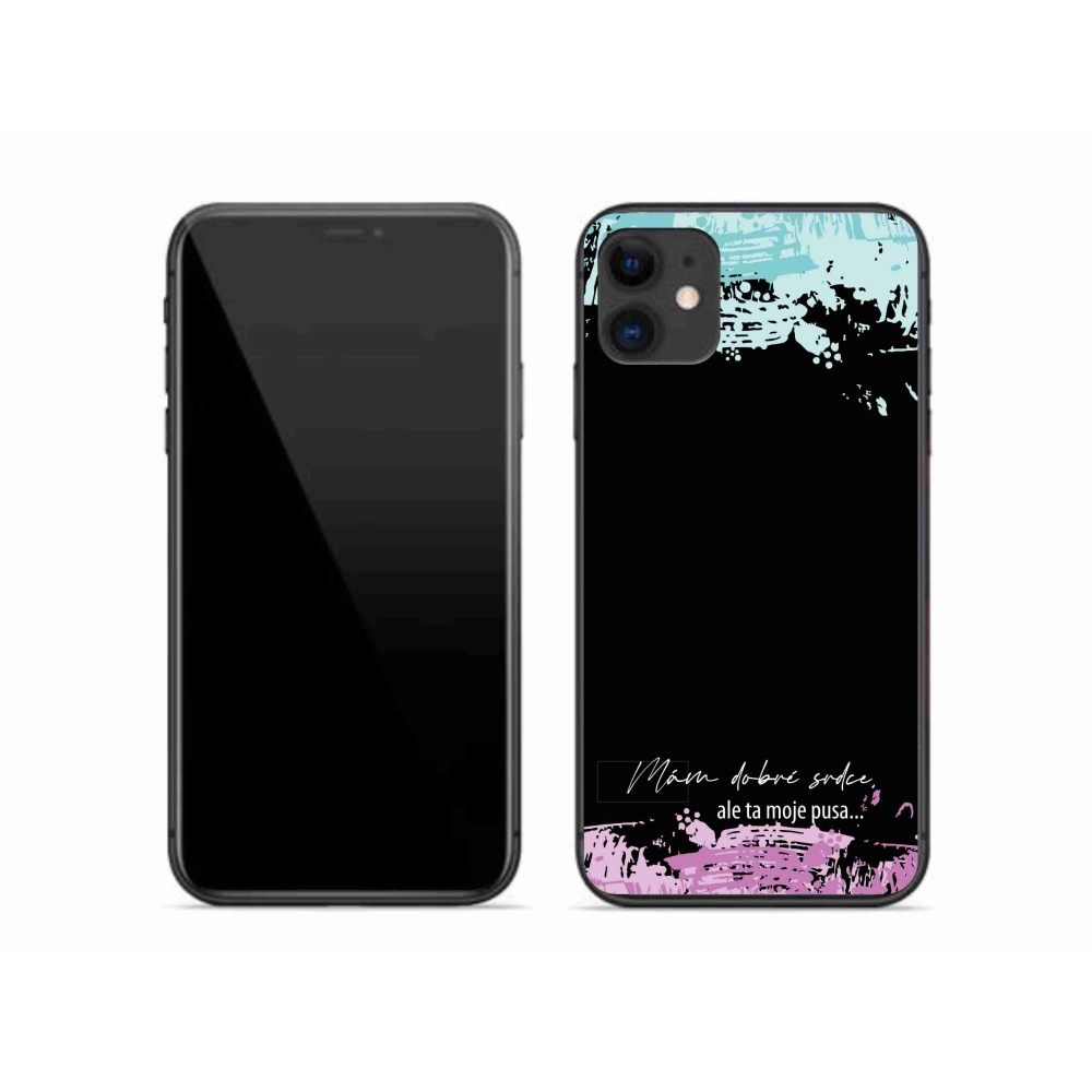 Gélový kryt mmCase na iPhone 11 - vtipný text 3 čierne pozadie