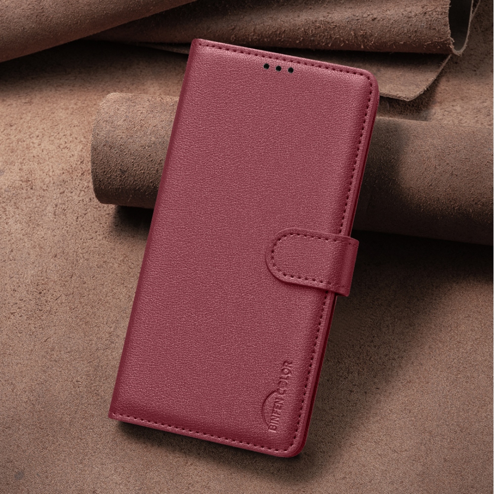 BINFEN knižkové púzdro na Xiaomi Redmi 15 5G (169mm) - červené