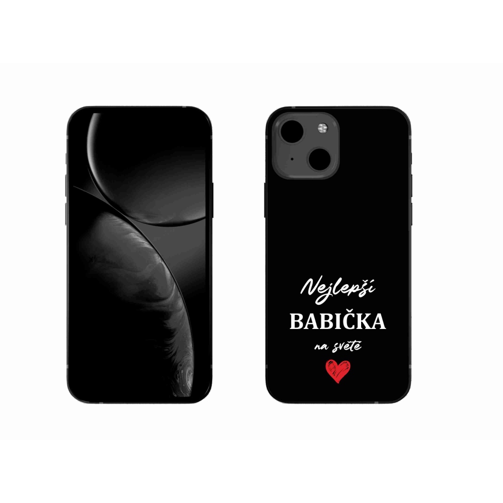 Gélový kryt mmCase na iPhone 13 6.1 - najlepšia babička 1 čierne pozadie