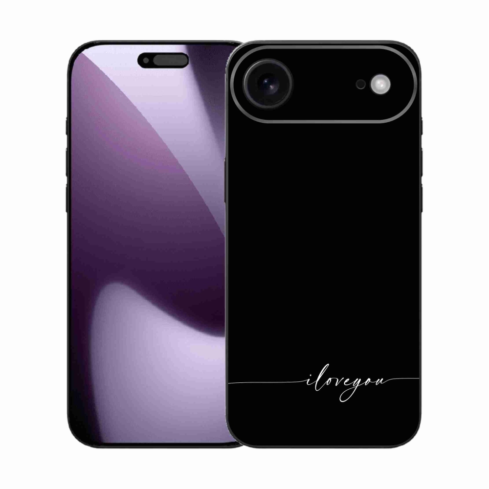 Gélový kryt mmCase na iPhone 17 Air - I love you čierne pozadie