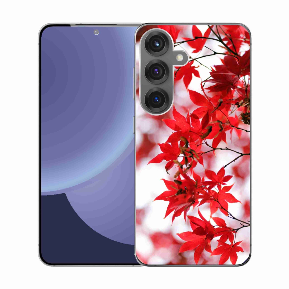 Gélový kryt mmCase na Samsung Galaxy S25 - červené listy