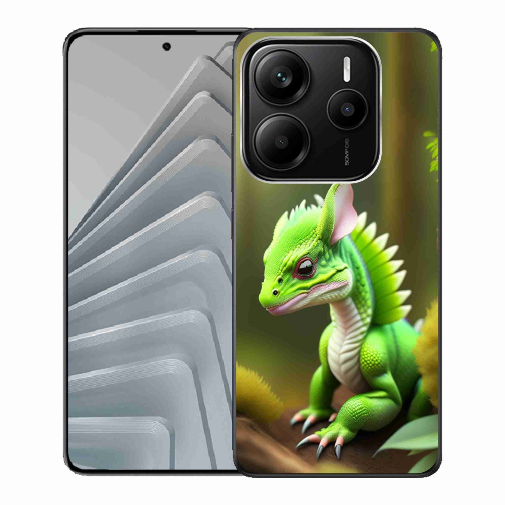Gélový kryt mmCase na Xiaomi Redmi Note 14 5G - zelený dráček
