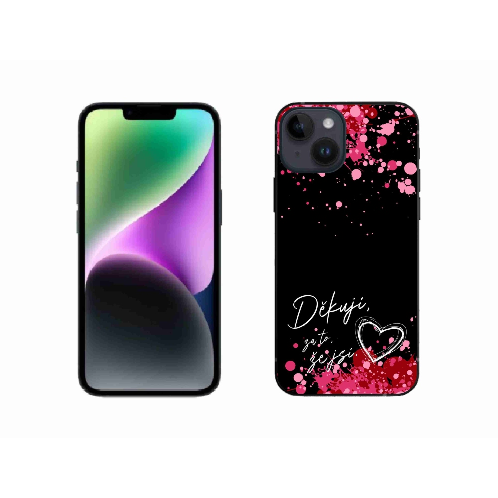 Gélový kryt mmCase na iPhone 14 - zamilovaný text 2 čierne pozadie