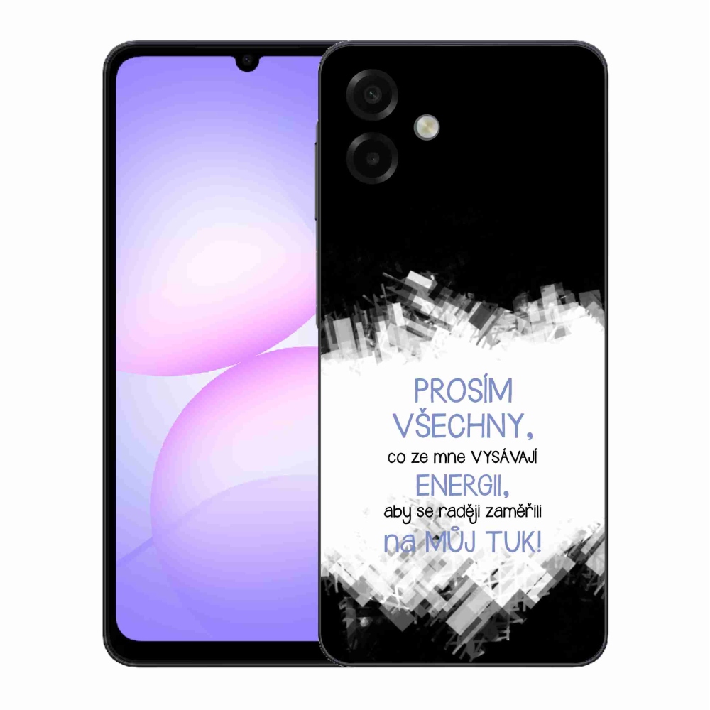 Gélový kryt mmCase na Samsung Galaxy A07 4G - vtipný text 1 modrý