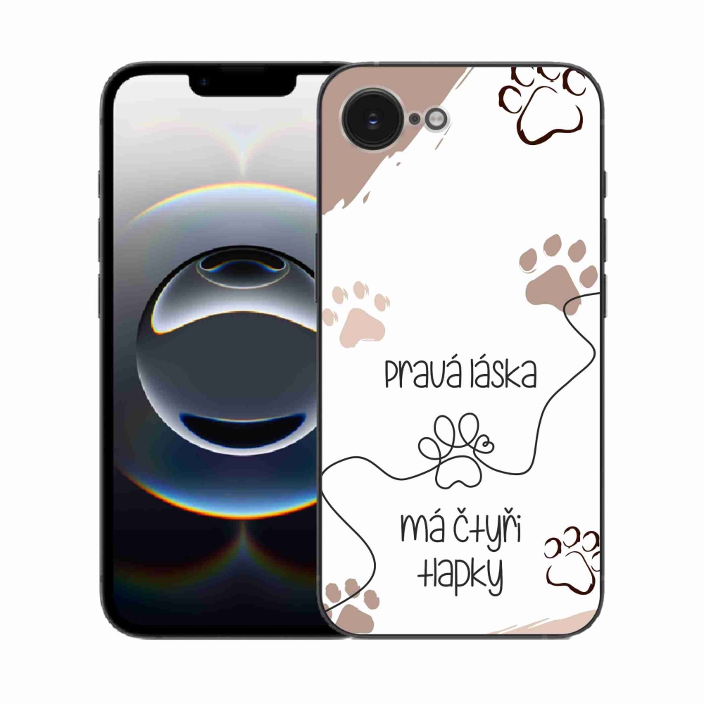 Gélový kryt mmCase na iPhone 16e - psí motív 1 biele pozadie