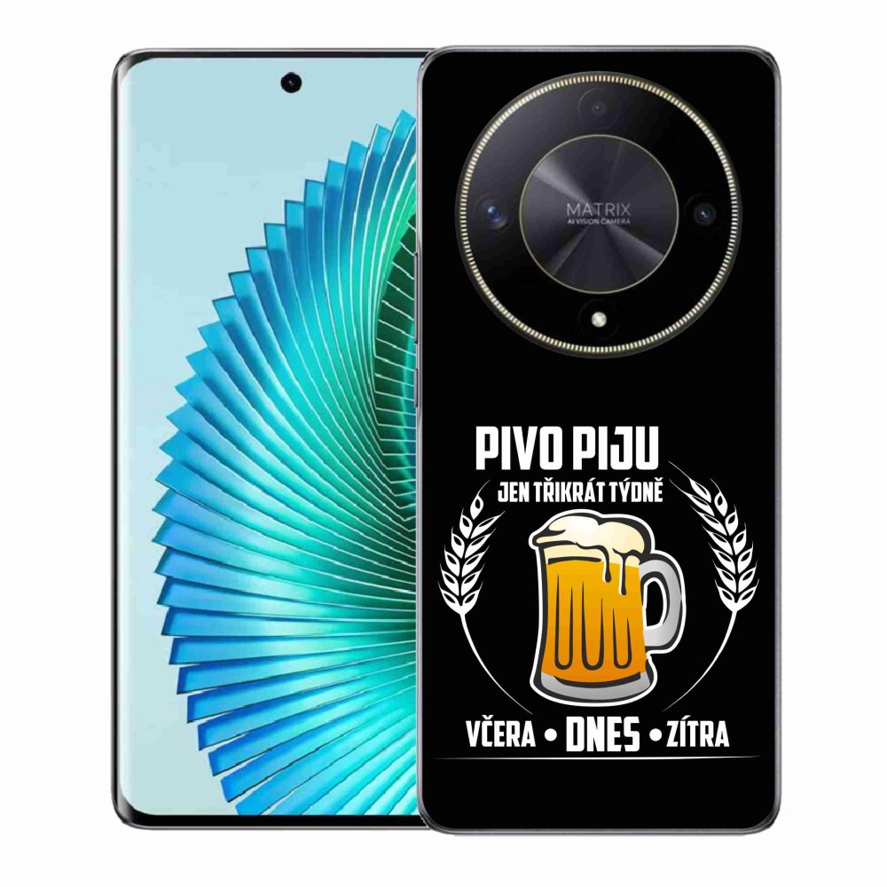 Gélový kryt mmCase na Honor Magic 6 Lite 5G - pivný motív čierne pozadie