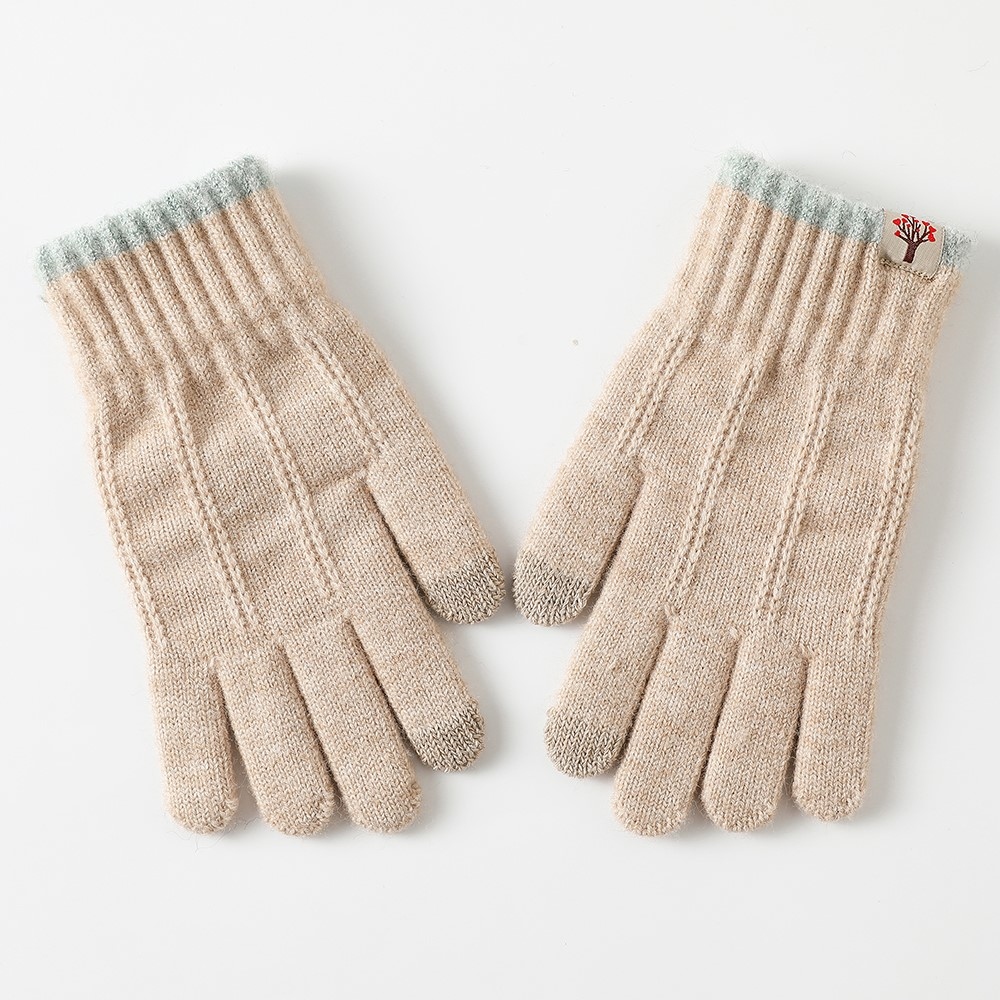Decor dámske dotykové zimné rukavice - khaki