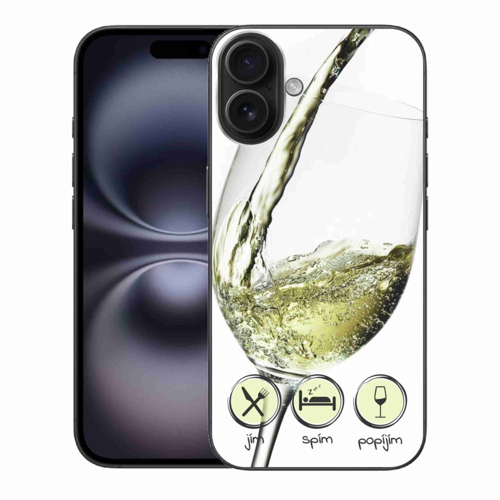 Gélový obal mmCase na iPhone 16 Plus - pohár vína bielej