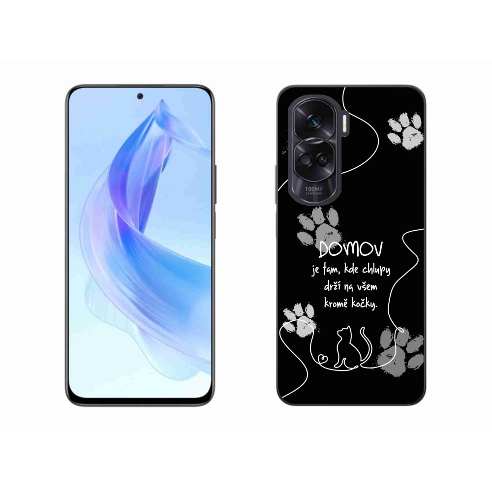 Gélový kryt mmCase na Honor 90 Lite - mačacie motív čierne pozadie