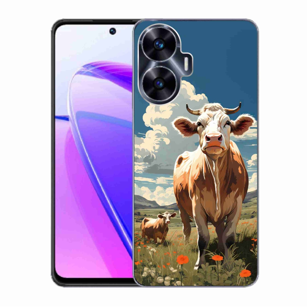 Gélový kryt mmCase na Realme C55 - kravy na lúke
