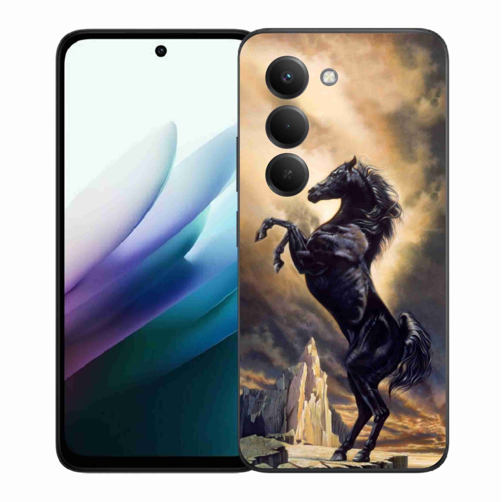 Gélový kryt mmCase na Xiaomi Redmi 15 4G/5G (171mm) - čierny kreslený kôň