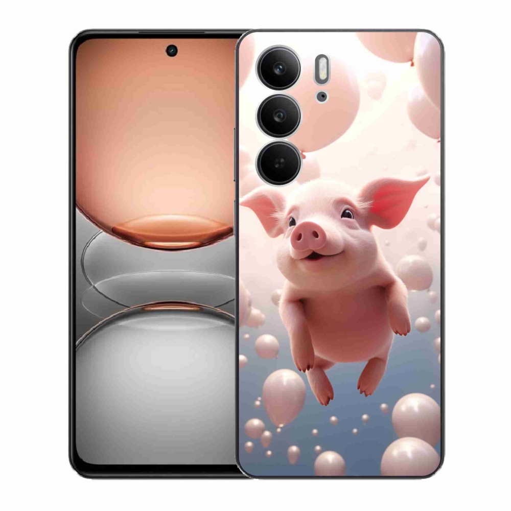 Gélový kryt mmCase na Realme C75 - prasiatko s balónikmi