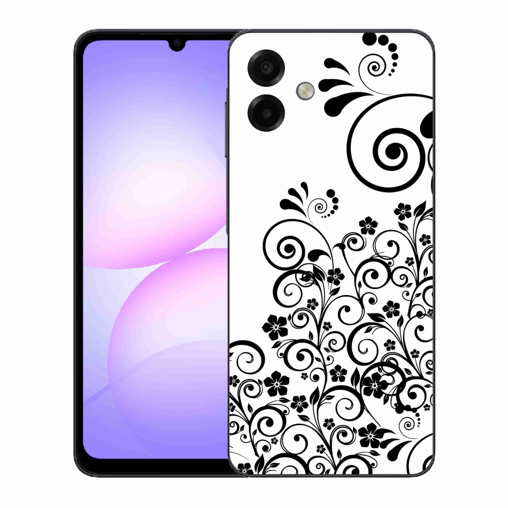 Gélový kryt mmCase na Samsung Galaxy A07 4G - čiernobiele kvetinové vzory