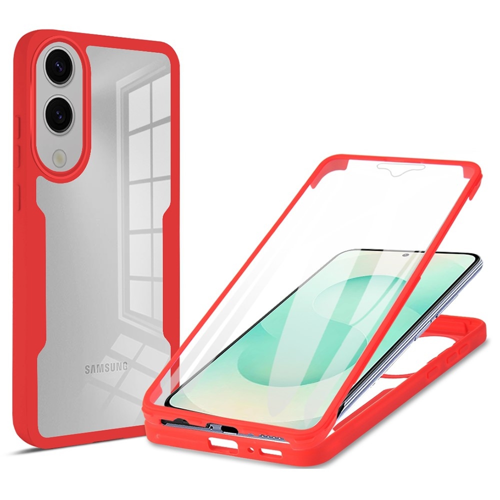 Acryl gélový obal s rámčekom pre ochranou displeja na Samsung Galaxy S25 Edge - červený