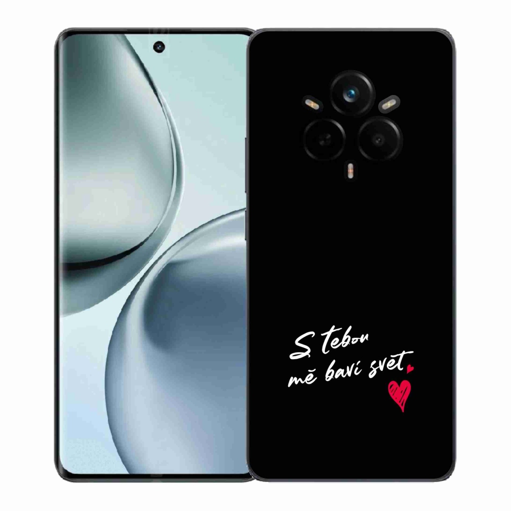 Gélový kryt mmCase na Realme 14 Pro+ 5G - zamilovaný text 1 čierne pozadie