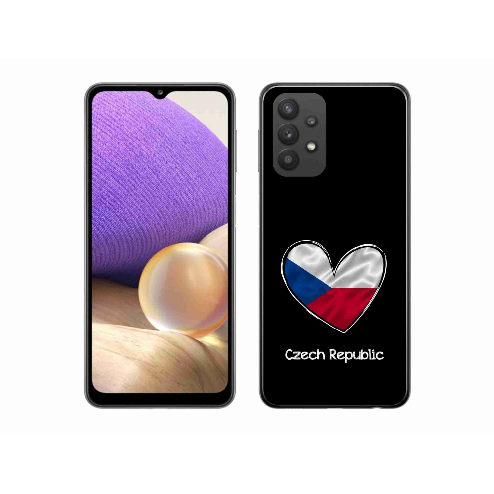 Gélový kryt mmCase na Samsung Galaxy A32 5G - vlajka srdca čierne pozadie