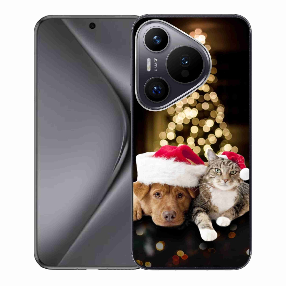 Gélový kryt mmCase na Huawei Pura 70 - vianočný pes a mačka