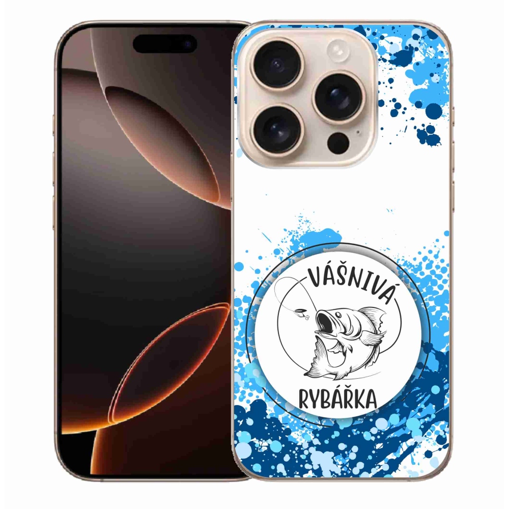 Gélový kryt mmCase na iPhone 16 Pro Max - vášnivá rybárka biele pozadie