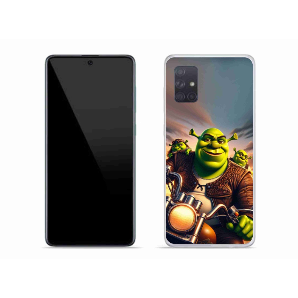 Gélový kryt mmCase na Samsung Galaxy A71 - shrek na motorke