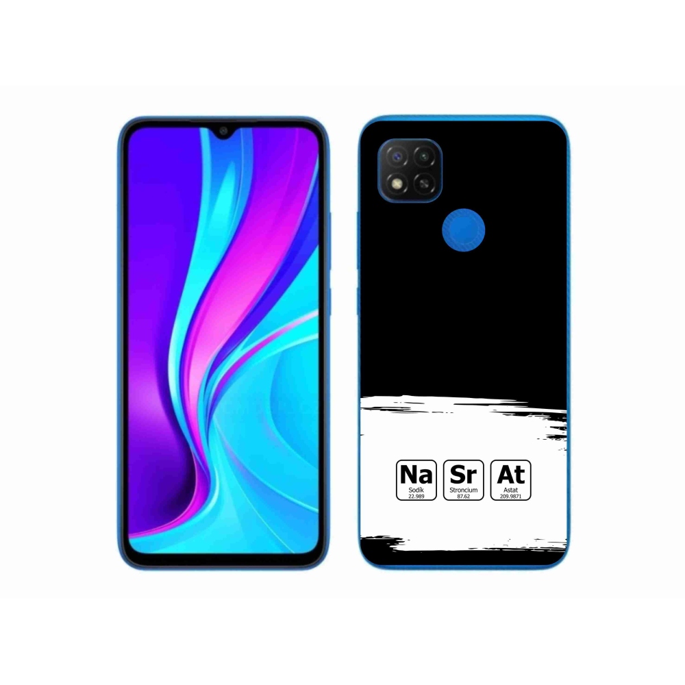 Gélový kryt mmCase na Xiaomi Redmi 9C - chemické prvky bieločierne pozadie