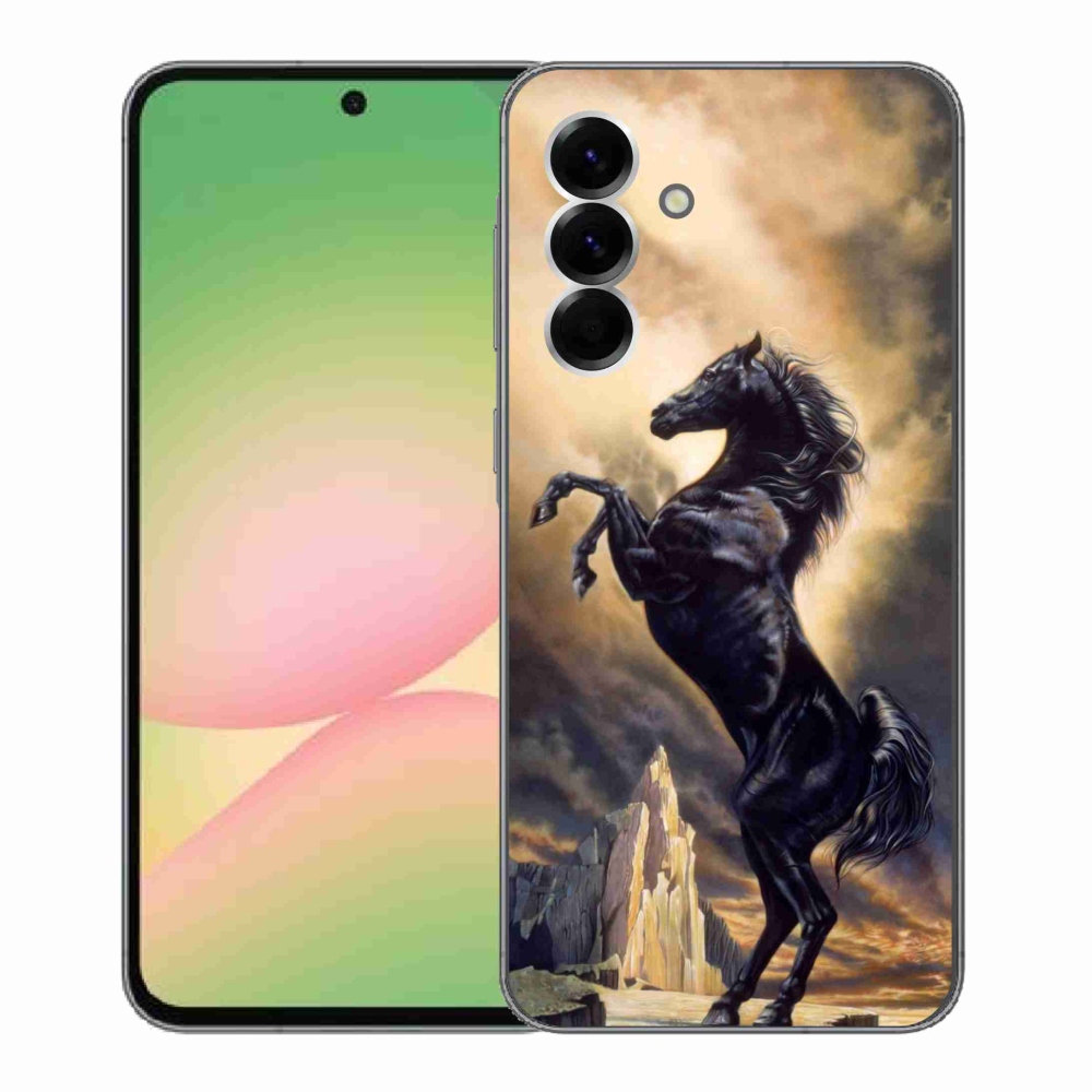 Gélový kryt mmCase na Samsung Galaxy A56 5G - čierny kreslený kôň