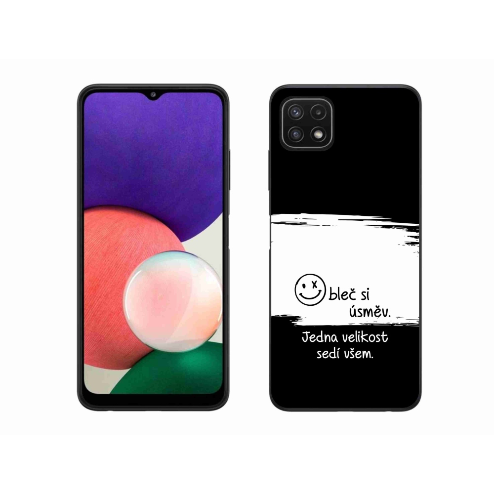 Gélový kryt mmCase na Samsung Galaxy A22 5G - vtipný text 8 bieločierne pozadie